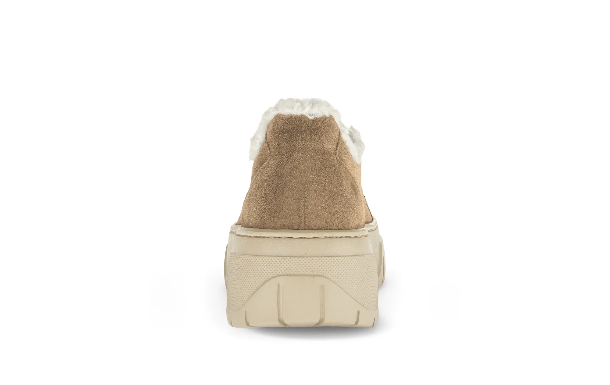 Baskets beiges en velours/fourure – Image 2
