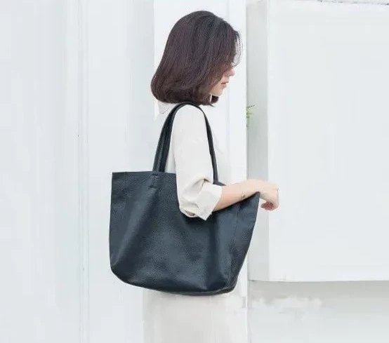 Sac Cabas en Cuir Véritable - Élégant et Pratique - Noir – Image 8